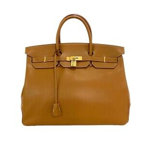 HERMES Birkin 40 Courchevel Leather Handbag Boston Bag Tote Gold 92905